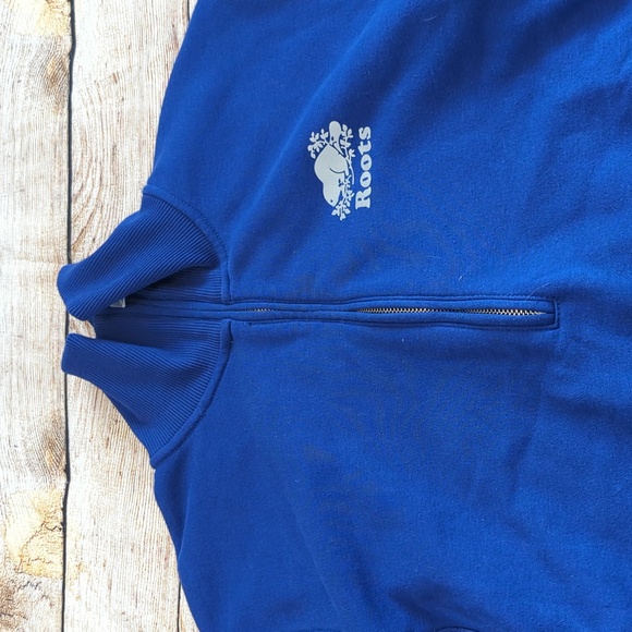 Roots Size Small Zip Up Blue Long Sleeve Sweater - Picture 2 of 5